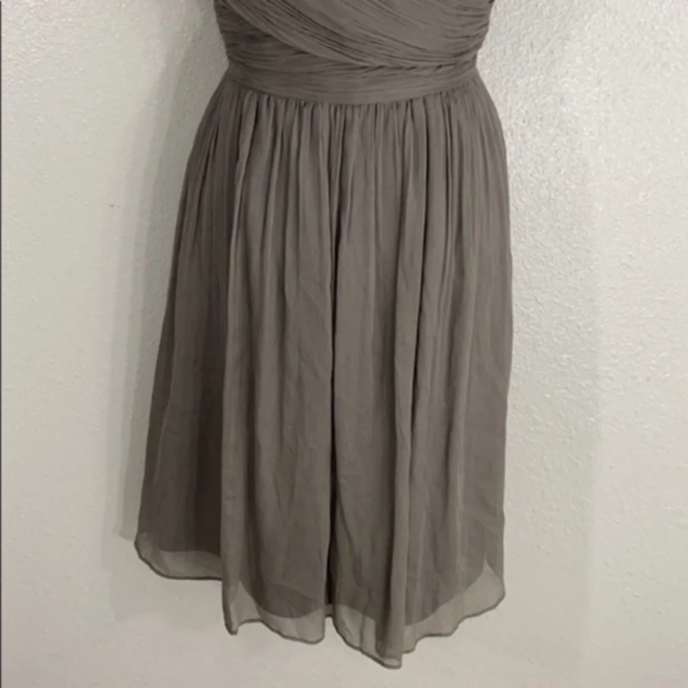 NWT J. Crew Heidi gray silk wrap bodice flare dress